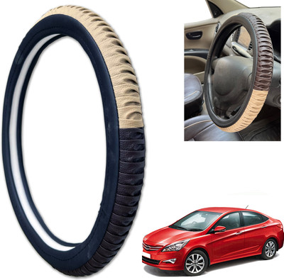 PEEPS STORE Steering Cover For Hyundai Verna Fluidic(Black, Leatherite)