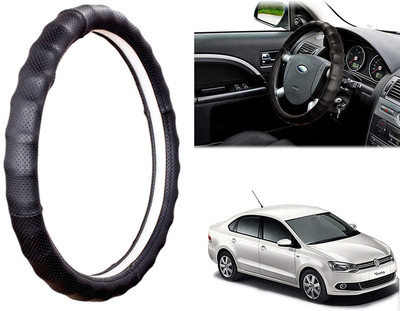 OOLTAH PAHIYA Hand Stiched Steering Cover For Volkswagen Vento(Black, Leatherite)