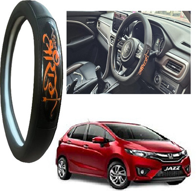 OOLTAH PAHIYA Hand Stiched Steering Cover For Honda Jazz(Black, Leatherite)