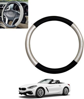 monolive Hand Stiched Steering Cover For BMW Z4(Silver/Black, Leatherite)
