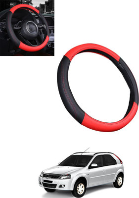 MATIES Steering Cover For Mahindra Verito Vibe(Red/Black, Leatherite)