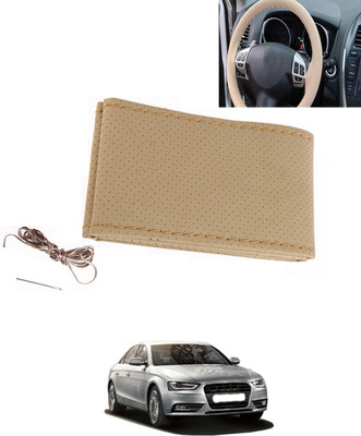 MATIES Hand Stiched Steering Cover For Audi S4(Beige, Leatherite)