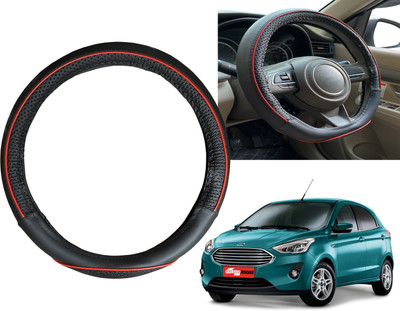 PEEPS STORE Steering Cover For Ford Aspire(Black, Red, Leatherite)