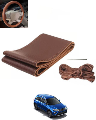 RKPSP Hand Stiched Steering Cover For Toyota Universal For Car(Brown, Leatherite)