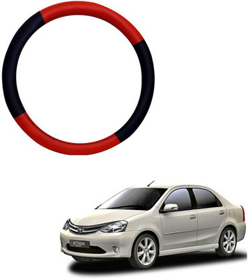 RKPSP Hand Stiched Steering Cover For Universal For Car Etios(Red/Black, Leatherite)