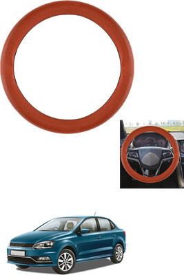 MATIES Steering Cover For Volkswagen Universal For Car(Tan, Leather)