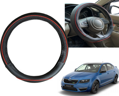 PEEPS STORE Steering Cover For Skoda Octavia(Black, Red, Leatherite)