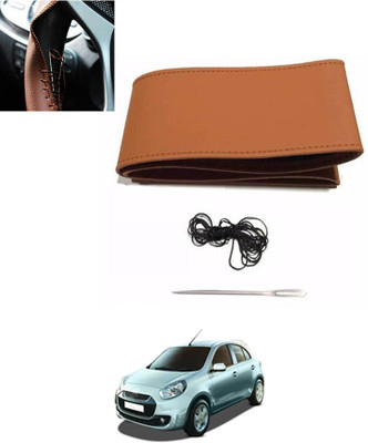 monolive Hand Stiched Steering Cover For Renault Pulse(Tan, Leatherite)