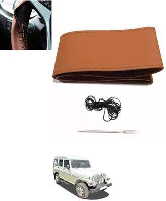 MATIES Hand Stiched Steering Cover For Mahindra Marshal(Tan, Leatherite)