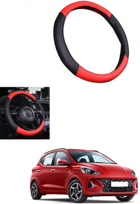 MATIES Steering Cover For Hyundai Universal For Car(Red/Black, Leather)