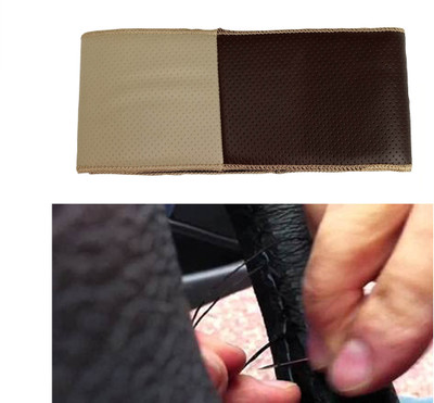 monolive Hand Stiched Steering Cover For Mahindra KUV100(Brown/Beige, Leatherite)