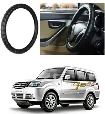 OOLTAH PAHIYA Hand Stiched Steering Cover For Tata Sumo Grande(Black, Leatherite)