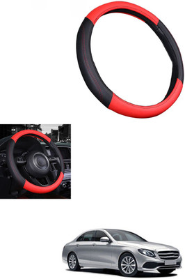 MATIES Steering Cover For Mercedes Benz E220(Red/Black, Leather)