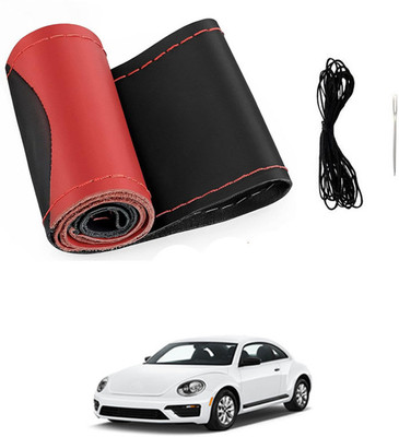 monolive Hand Stiched Steering Cover For Volkswagen Beetle(Red/Black, Leatherite)