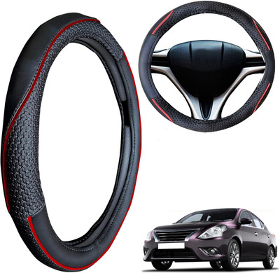 PEEPS STORE Steering Cover For Nissan Sunny(Black, Leatherite)