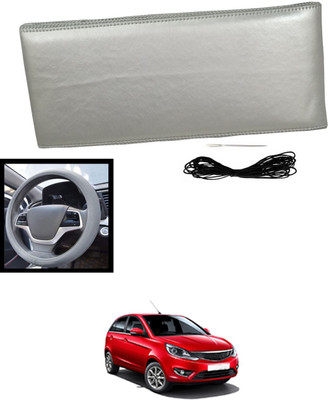 MATIES Hand Stiched Steering Cover For Tata Bolt(Silver, Leatherite)