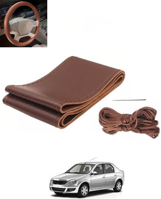 MSNP Hand Stiched Steering Cover For Mahindra Logan(Brown, Leatherite)