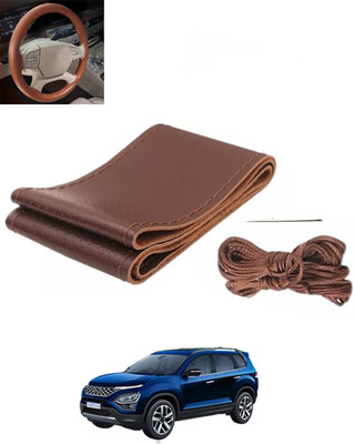 RKPSP Hand Stiched Steering Cover For Tata Safari(Brown, Leatherite)