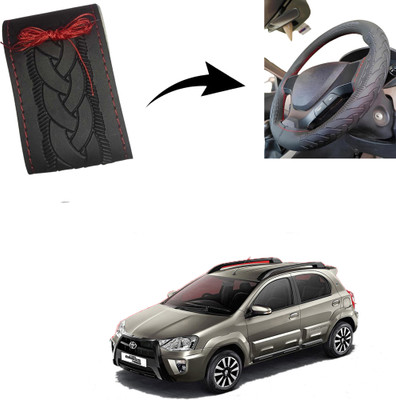 Autoinnovation Hand Stiched Steering Cover For Toyota Etios Cross(Black, Leather)