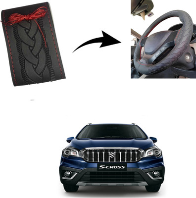 Autoinnovation Hand Stiched Steering Cover For Maruti S-Cross(Black, Leather)