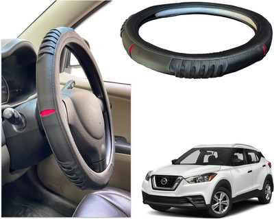 PEEPS STORE Steering Cover For Nissan NA(Black, Red, Leatherite)