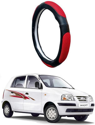 AUTO PEARL Steering Cover For Hyundai Santro Xing(Black Red, Leatherite)