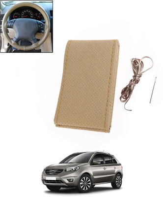 MATIES Hand Stiched Steering Cover For Renault Koleos(Beige, Leatherite)