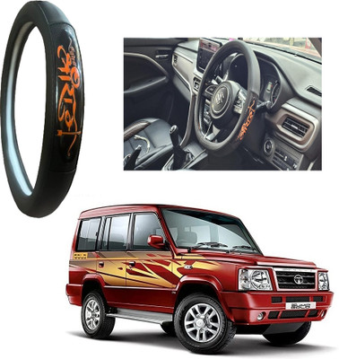 OOLTAH PAHIYA Hand Stiched Steering Cover For Tata Sumo(Black, Leatherite)