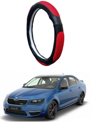 AUTO PEARL Steering Cover For Skoda Octavia(Black Red, Leatherite)