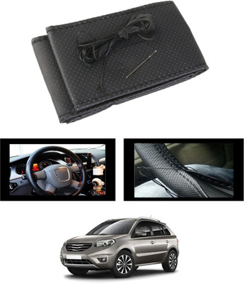MATIES Hand Stiched Steering Cover For Renault Koleos(Black, Leatherite)