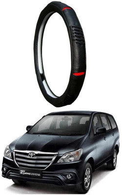 AUTO PEARL Steering Cover For Toyota Innova(Diamond Black Red, Leatherite)