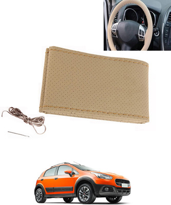 MATIES Hand Stiched Steering Cover For Fiat Avventura(Beige, Leatherite)