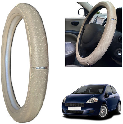 PEEPS STORE Steering Cover For Fiat Grand Punto(Black, Leatherite)