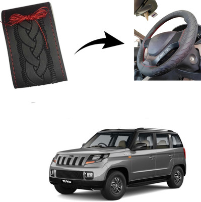 Autoinnovation Hand Stiched Steering Cover For Mahindra TUV 300(Black, Leather)