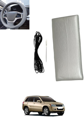 monolive Hand Stiched Steering Cover For Maruti Grand Vitara(Silver, Leatherite)