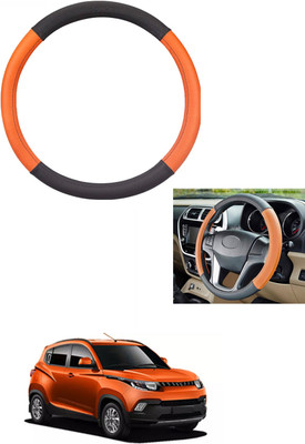 MATIES Steering Cover For Mahindra KUV100(Tan/Black, Leather)