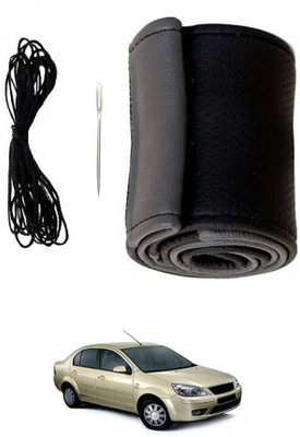 monolive Hand Stiched Steering Cover For Ford Universal For Car(Grey/Black, Leatherite)