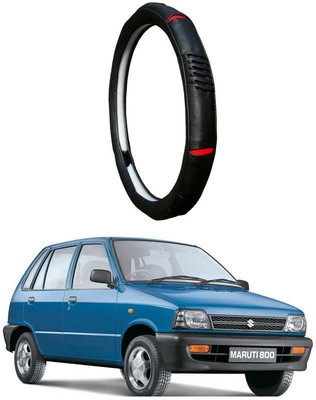 AUTO PEARL Steering Cover For Maruti 800(Diamond Black Red, Leatherite)
