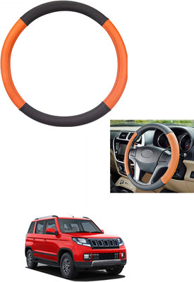 MATIES Steering Cover For Mahindra TUV 300(Tan/Black, Leather)