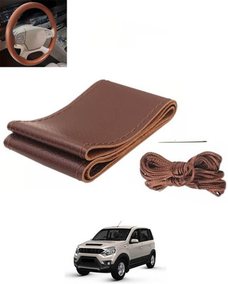 monolive Hand Stiched Steering Cover For Skoda Octavia(Brown, Leatherite)