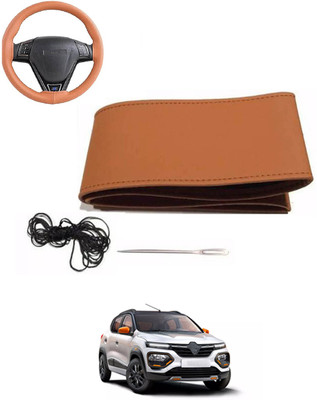 MATIES Hand Stiched Steering Cover For Renault Universal For Car(Tan, Leatherite)