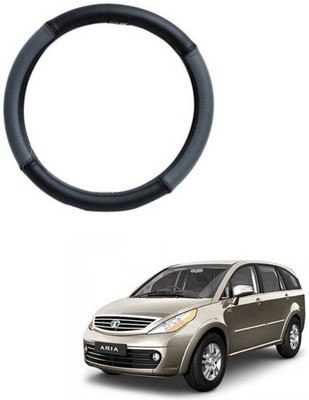 RKPSP Hand Stiched Steering Cover For Universal For Car Aria(Grey/Black, Leatherite)