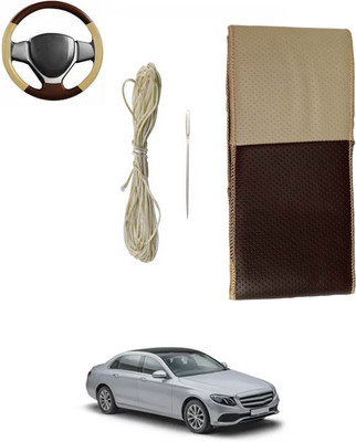 ABJD Hand Stiched Steering Cover For Renault E200(Beige, Brown, Leatherite)