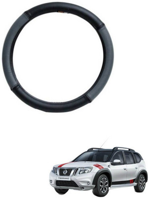 RKPSP Hand Stiched Steering Cover For Universal For Car Terrano(Grey/Black, Leatherite)