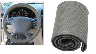 RKPSP Hand Stiched Steering Cover For Honda Brio(Grey, Leatherite)
