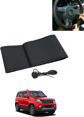 MATIES Hand Stiched Steering Cover For Mahindra TUV 300(Black, Leatherite)