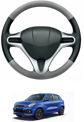 MATIES Steering Cover For Universal For Car Celerio(Grey, Black, Leather)