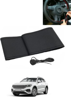 AYW Hand Stiched Steering Cover For Volkswagen Touareg(Black, Leatherite)