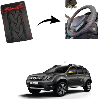 Autoinnovation Hand Stiched Steering Cover For Renault Duster(Black, Leather)