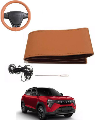MATIES Hand Stiched Steering Cover For Mahindra Universal For Car(Tan, Leatherite)